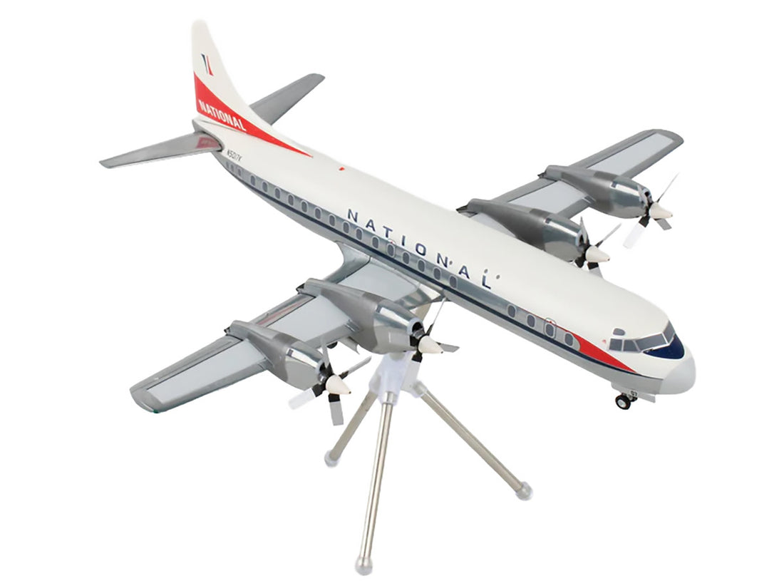 Lockheed L-188 Electra Commercial Aircraft "National Airlines" (N5017K) White and Gray "Gemini 200" Series 1/200 Diecast Model Airplane by GeminiJets-2
