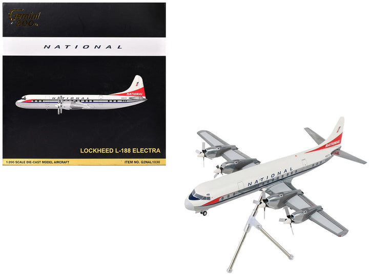 Lockheed L-188 Electra Commercial Aircraft "National Airlines" (N5017K) White and Gray "Gemini 200" Series 1/200 Diecast Model Airplane by GeminiJets-3