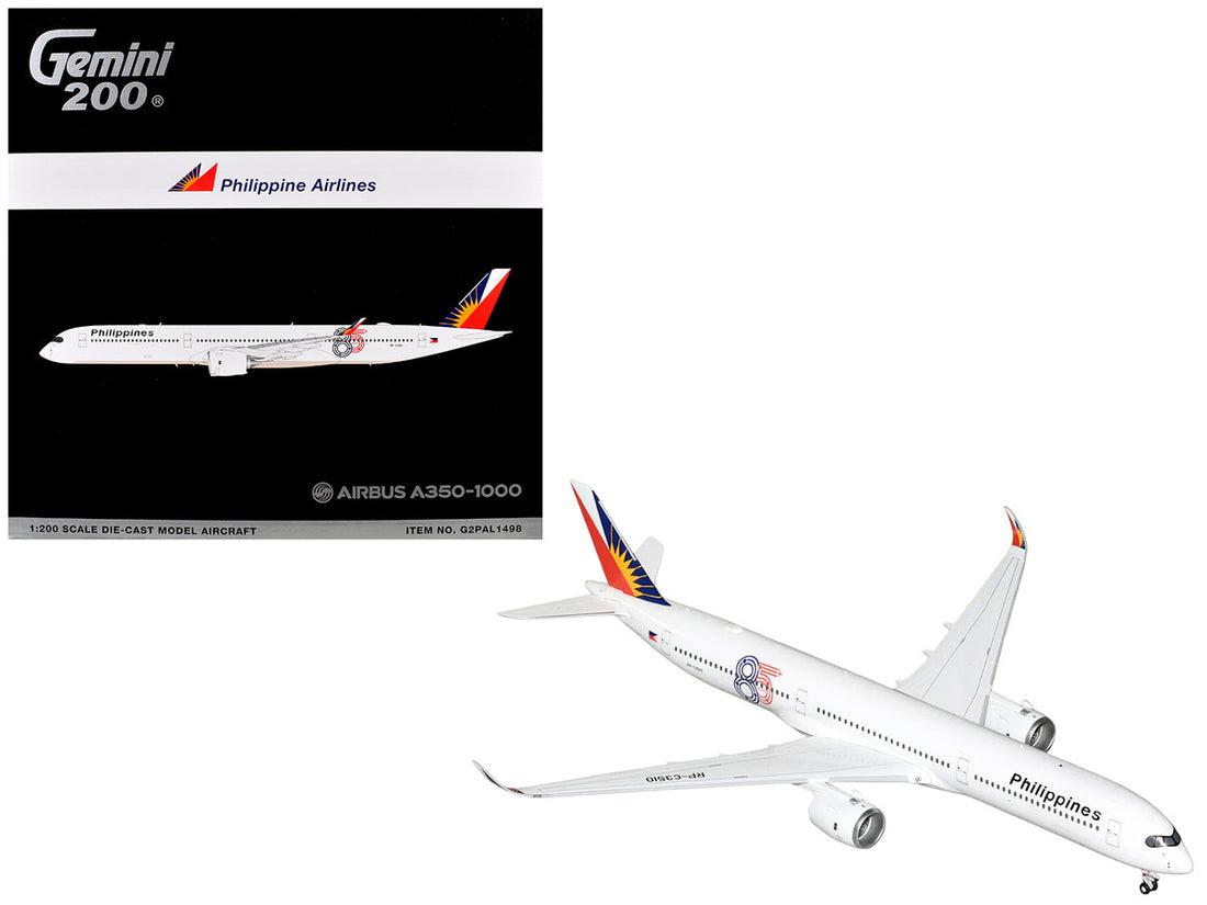 Airbus A350-1000 Commercial Aircraft "Philippine Airlines" (RP-C3510) White with Tail Graphics "Gemini 200" 1/200 Diecast Model Airplane by GeminiJets-0