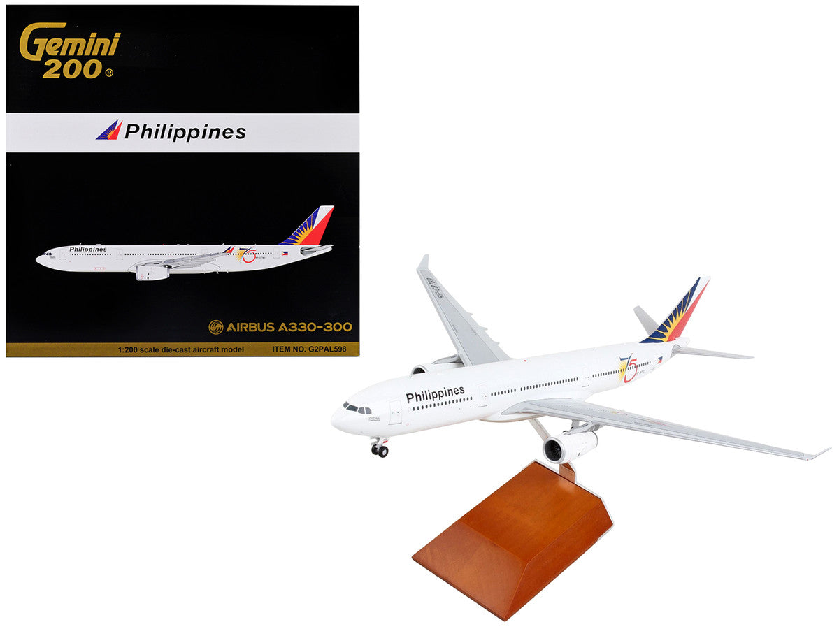 Airbus A330-300 Commercial Aircraft "Philippine Airlines - 75th Anniversary" White with Tail Graphics "Gemini 200" Series 1/200 Diecast Model Airplane by GeminiJets-0