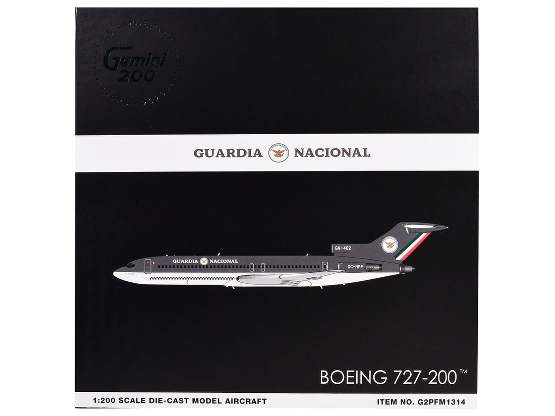 Boeing 727-200 Commercial Aircraft "Guardia Nacional (Mexican National Guard)" (XC-NPF) Gray and White "Gemini 200" Series 1/200 Diecast Model Airplane by GeminiJets-2