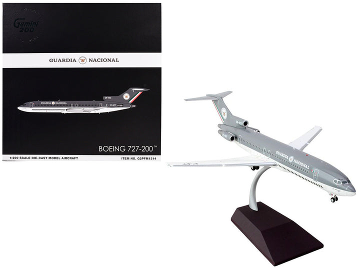 Boeing 727-200 Commercial Aircraft "Guardia Nacional (Mexican National Guard)" (XC-NPF) Gray and White "Gemini 200" Series 1/200 Diecast Model Airplane by GeminiJets-0