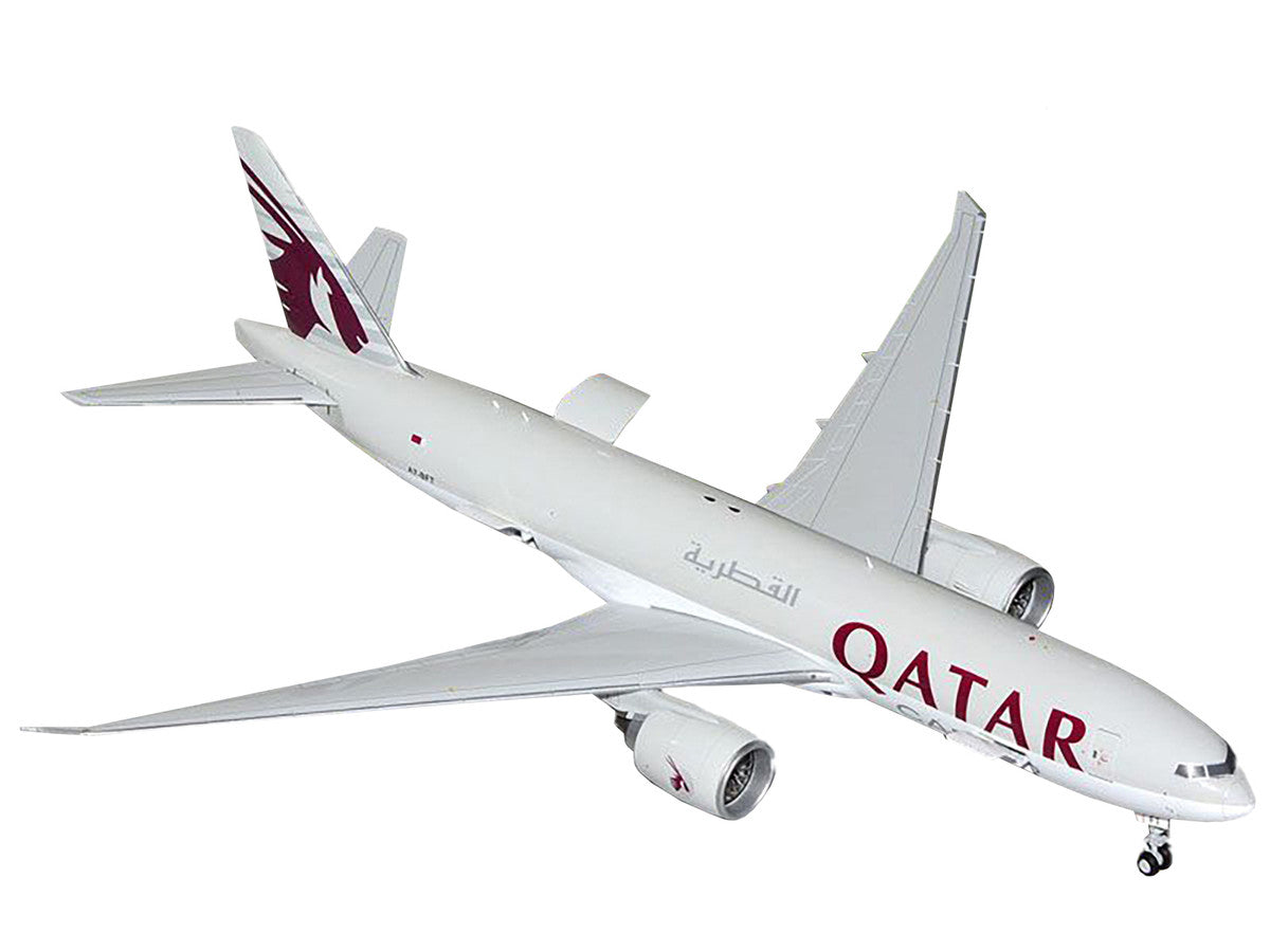 Boeing 777F Commercial Aircraft "Qatar Cargo" (A7-BFT) Gray with Tail Graphics "Gemini 200 - Interactive" Series 1/200 Diecast Model Airplane by GeminiJets-0