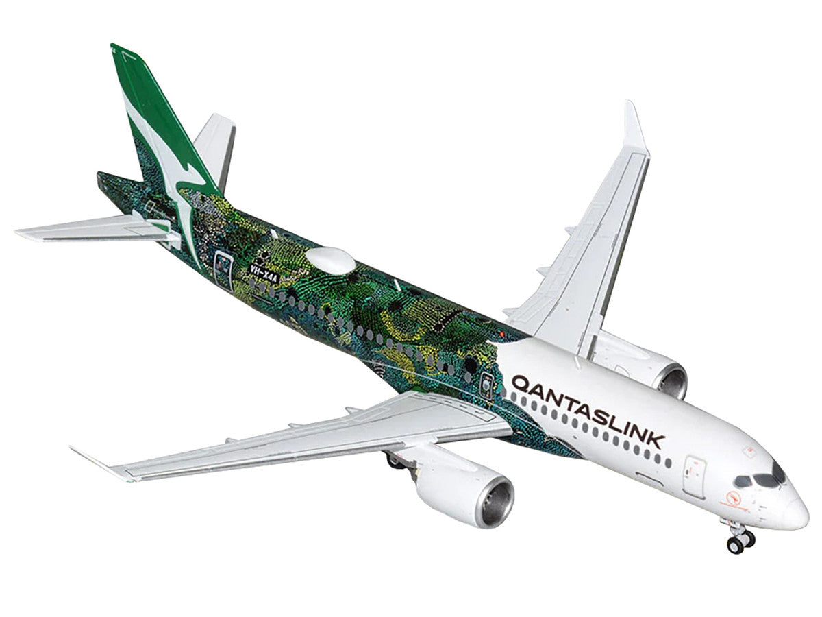 Airbus A220-300 Commercial Aircraft "QantasLink - Minyma Kutjara Tjukurpa Livery" (N531PA) White with Green Graphics "Gemini 200" Series 1/200 Diecast Model Airplane by GeminiJets-1