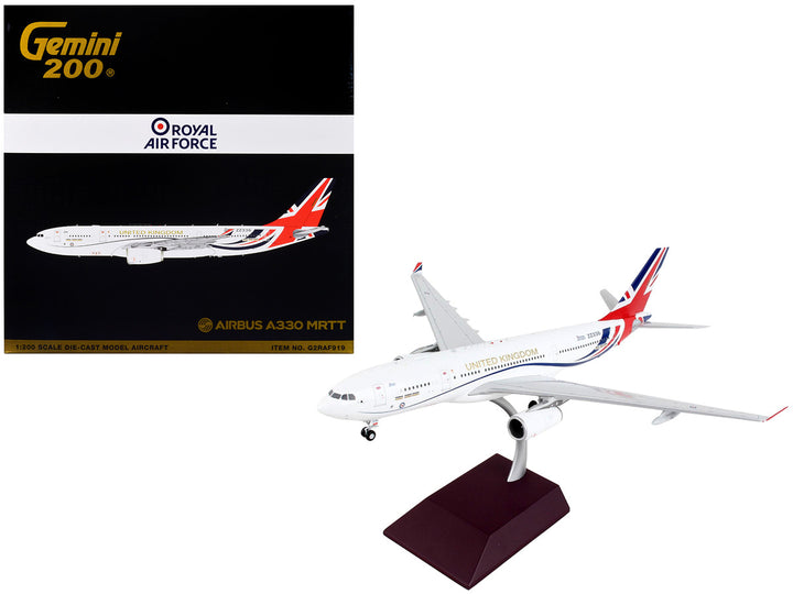 Airbus A330 MRTT Tanker Aircraft "British Royal Air Force" White with United Kingdom Flag Graphics "Gemini 200" Series 1/200 Diecast Model Airplane by GeminiJets-0