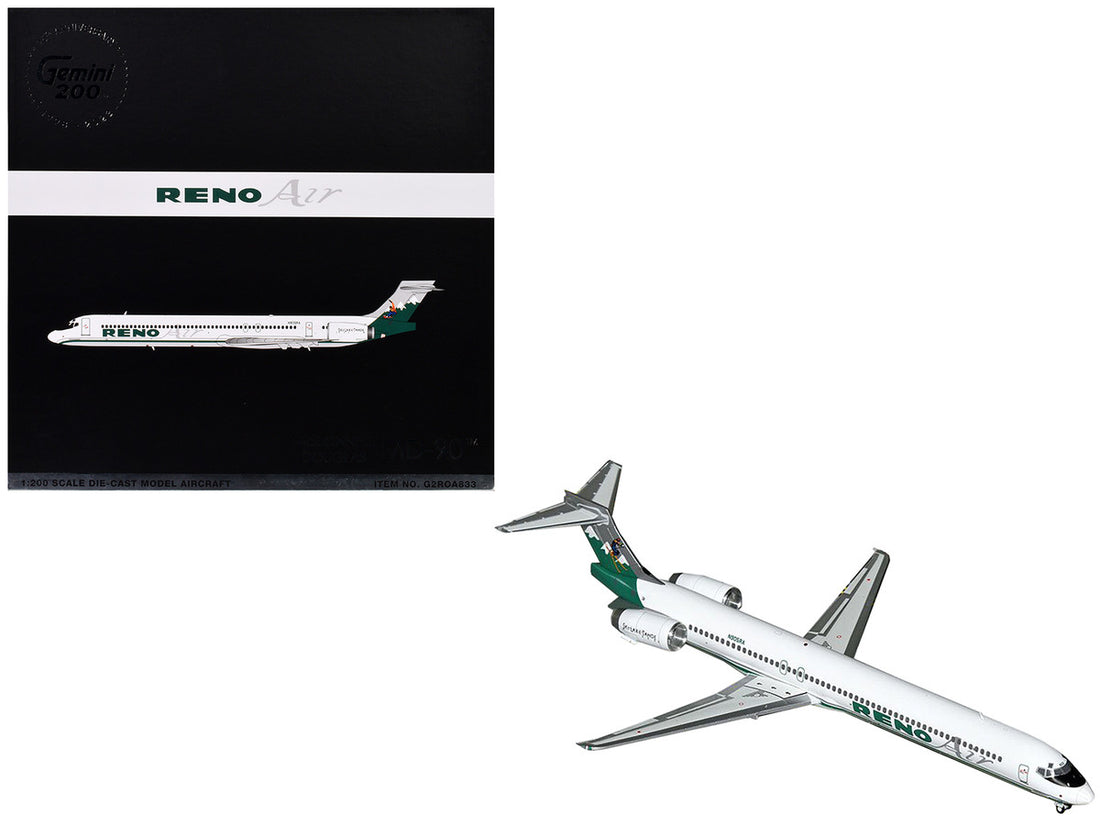 McDonnell Douglas MD-90 Commercial Aircraft "Reno Air" (N905RA) White with Green Tail "Gemini 200" Series 1/200 Diecast Model Airplane by GeminiJets-2