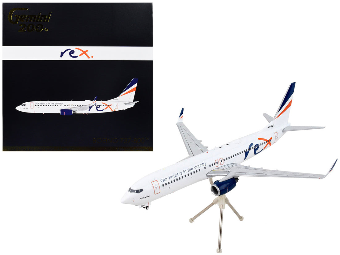 Boeing 737-800 Commercial Aircraft "Regional Express Rex Airlines" White with Striped Tail "Gemini 200" Series 1/200 Diecast Model Airplane by GeminiJets-0