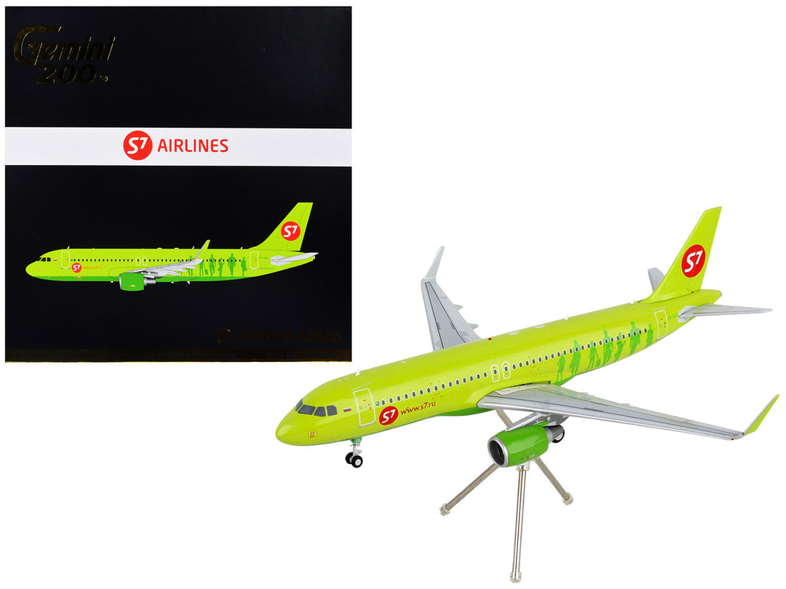 Airbus A320 Commercial Aircraft "S7 Airlines" Lime Green "Gemini 200" Series 1/200 Diecast Model Airplane by GeminiJets-0