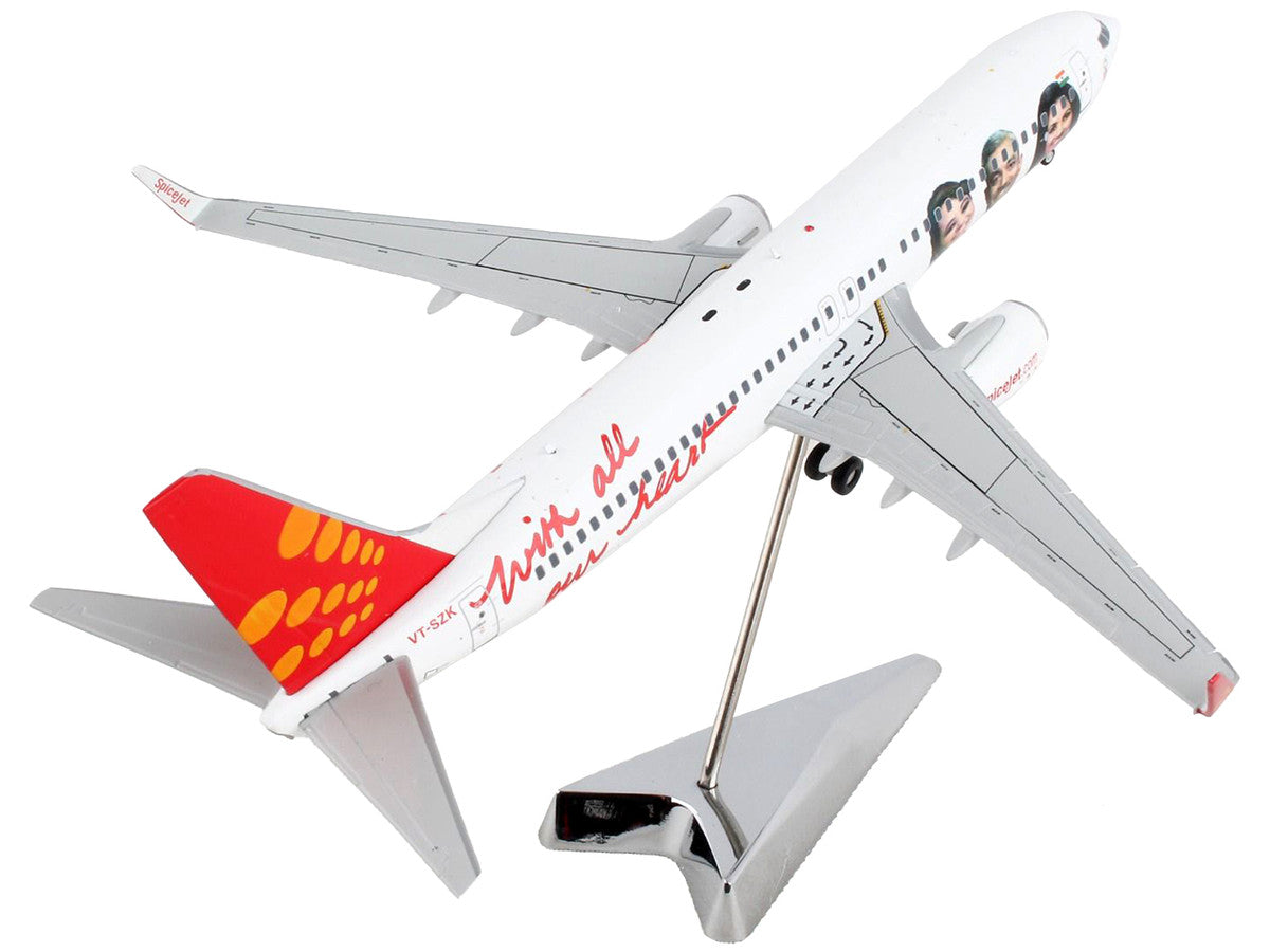 Boeing 737-800 Commercial Aircraft "SpiceJet" White with Red Tail "Gemini 200" Series 1/200 Diecast Model Airplane by GeminiJets-2
