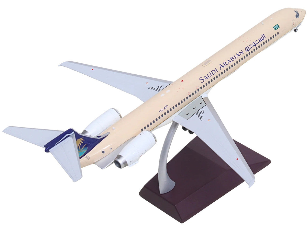 McDonnell Douglas MD-90 Commercial Aircraft "Saudia Airlines" (HZ-API) Beige with Blue Tail "Gemini 200" Series 1/200 Diecast Model by GeminiJets-1