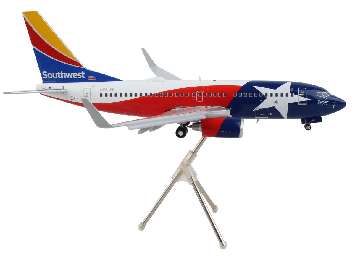 Boeing 737-700 Commercial Aircraft with Flaps Down "Southwest Airlines - Lone Star One" Texas Flag Livery "Gemini 200" Series 1/200 Diecast Model Airplane by GeminiJets-1