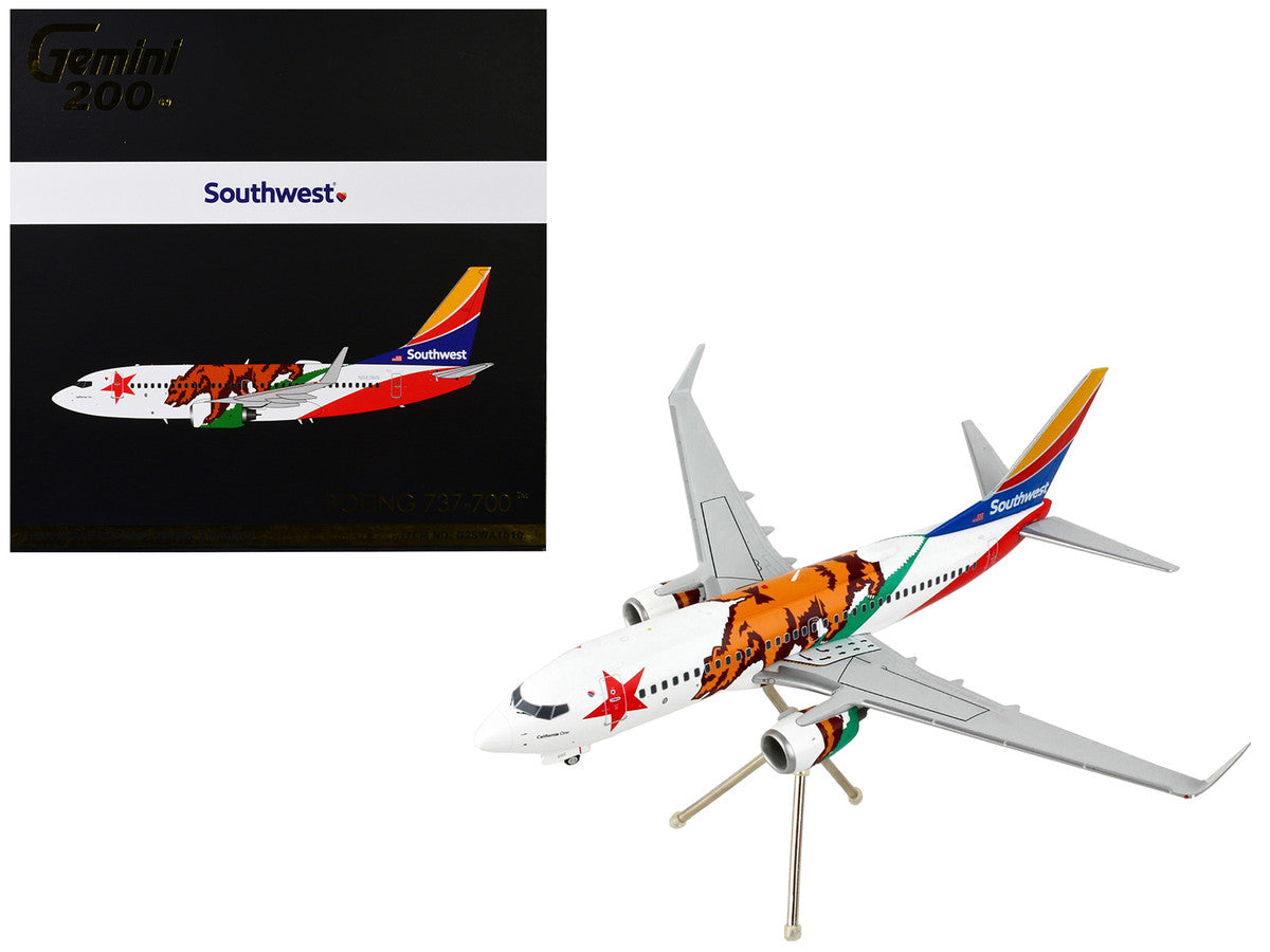 Boeing 737-700 Commercial Aircraft "Southwest Airlines - California One" California Flag Livery "Gemini 200" Series 1/200 Diecast Model Airplane by GeminiJets-0