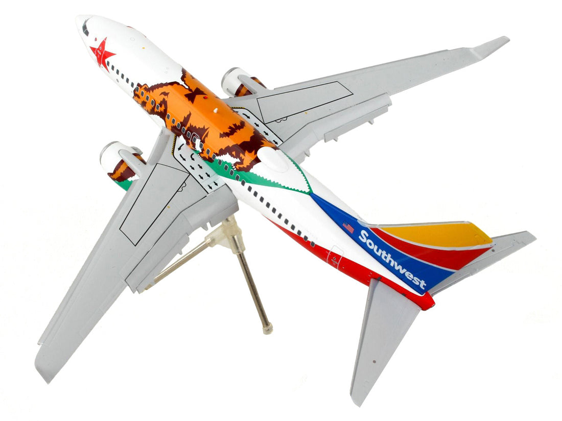 Boeing 737-700 Commercial Aircraft with Flaps Down "Southwest Airlines - California One" California Flag Livery "Gemini 200" Series 1/200 Diecast Model Airplane by GeminiJets-3