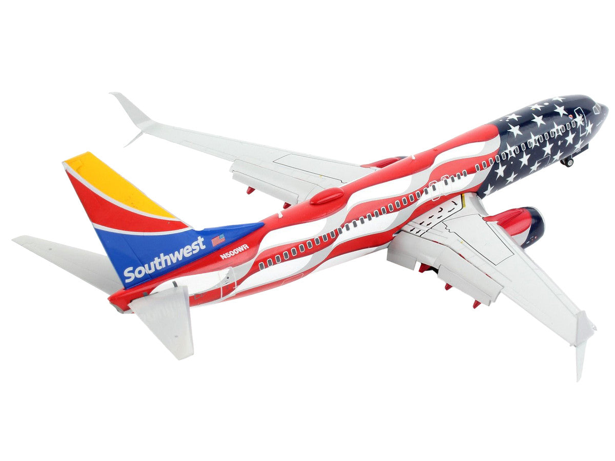 Boeing 737-800 Commercial Aircraft with Flaps Down "Southwest Airlines - Freedom One" American Flag Livery "Gemini 200" Series 1/200 Diecast Model Airplane by GeminiJets-2
