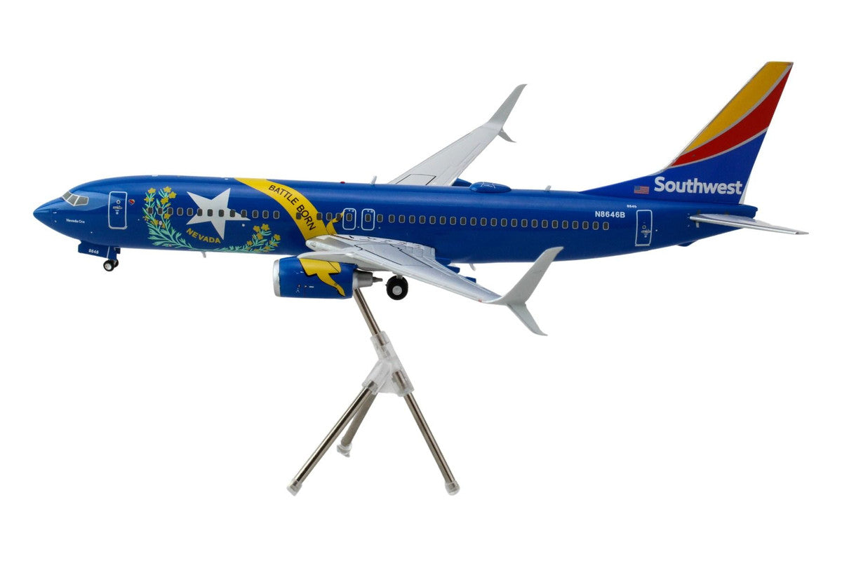 Boeing 737-800 Commercial Aircraft "Southwest Airlines - Nevada One" (N8646B) Blue with Tail Stripes "Gemini 200" Series 1/200 Diecast Model Airplane by GeminiJets-1