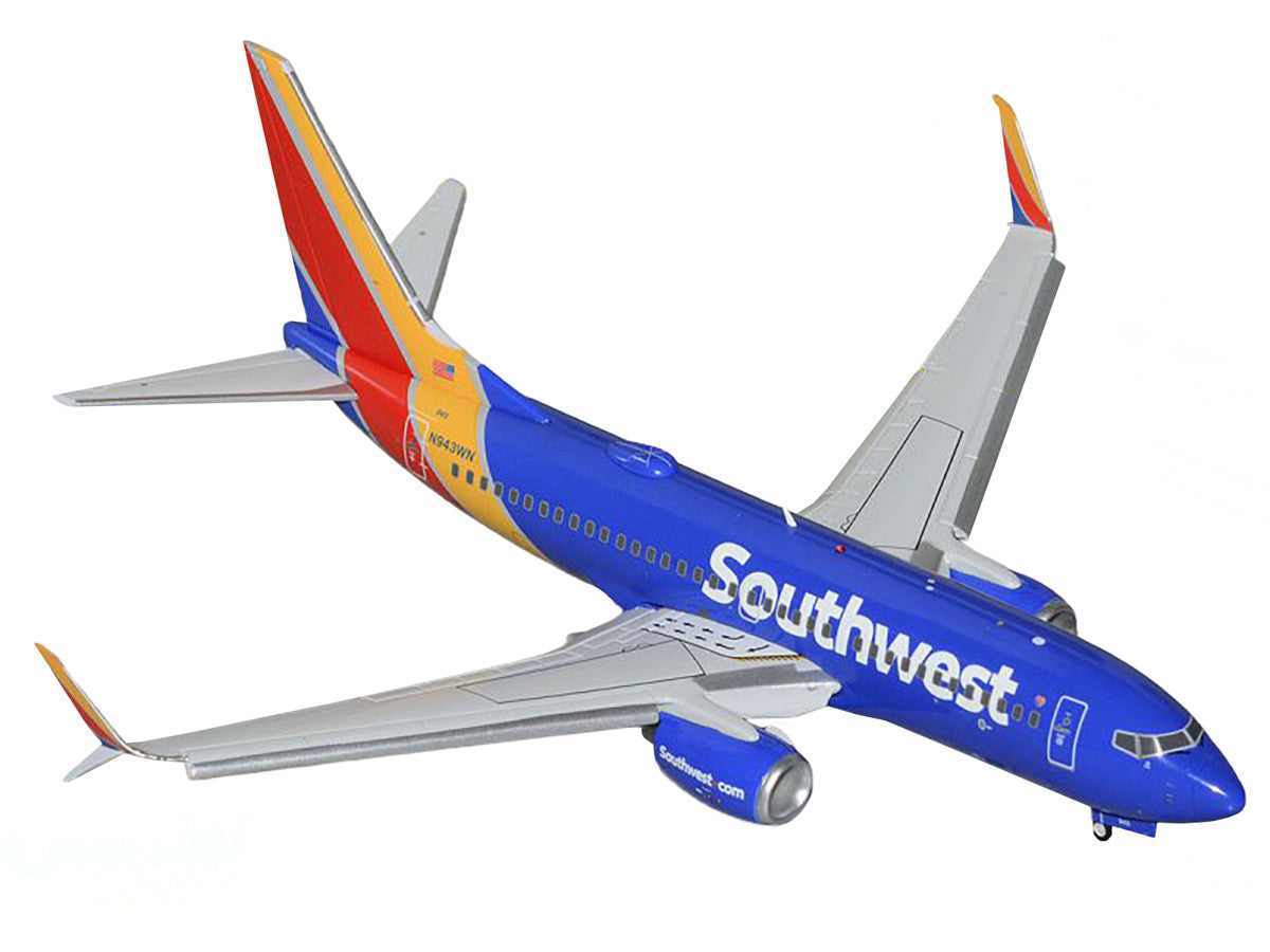 Boeing 737-700 Commercial Aircraft with Flaps Down "Southwest Airlines" (N943WN) Blue with Striped Tail "Gemini 200" Series 1/200 Diecast Model Airplane by GeminiJets-1