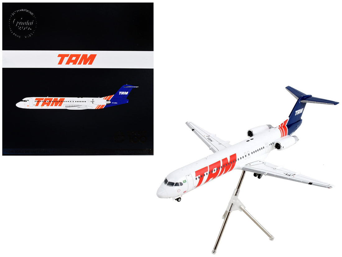 Fokker F100 Commercial Aircraft "TAM Linhas Aereas - Airlines" White with Blue Tail "Gemini 200" Series 1/200 Diecast Model Airplane by GeminiJets-0