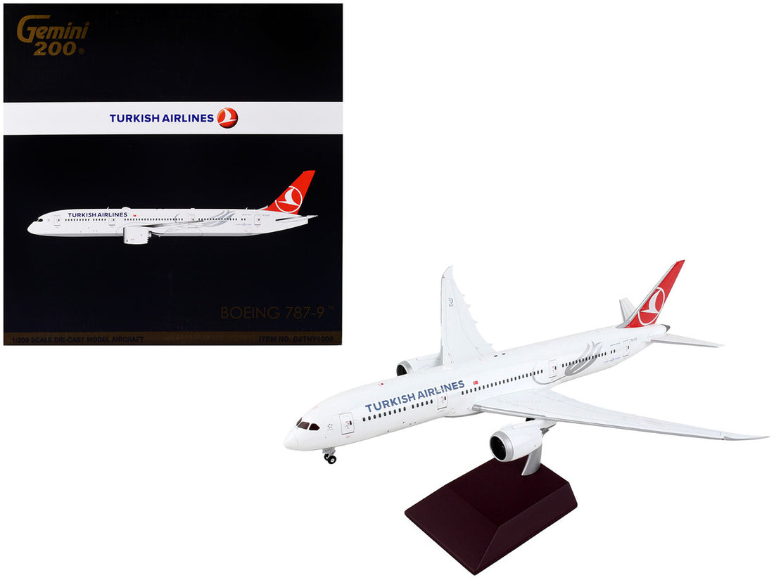 Boeing 787-9 Commercial Aircraft "Turkish Airlines" White with Red Tail "Gemini 200" Series 1/200 Diecast Model Airplane by GeminiJets-0