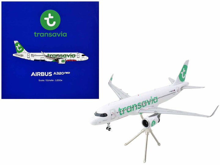 Airbus A320neo Commercial Aircraft "Transavia Airlines" (F-GNEO) White with Green Tail "Gemini 200" Series 1/200 Diecast Model Airplane by GeminiJets-0