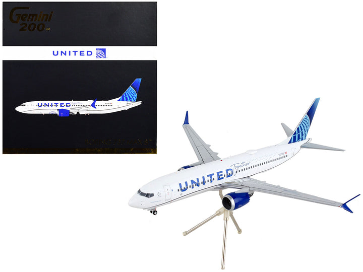 Boeing 737 MAX 8 Commercial Aircraft "United Airlines - United Together" White with Blue Tail "Gemini 200" Series 1/200 Diecast Model Airplane by GeminiJets-0