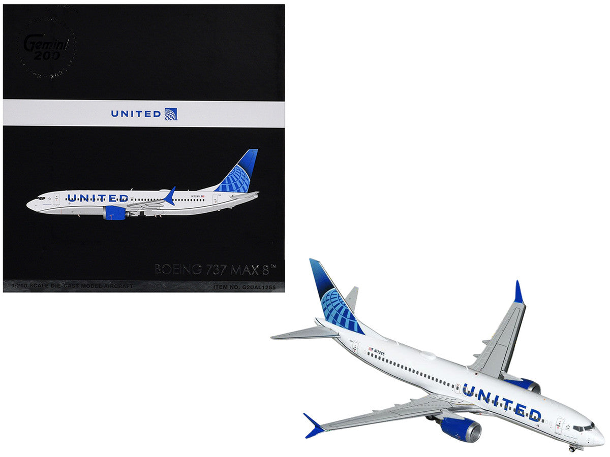 Boeing 737 MAX 8 Commercial Aircraft "United Airlines" (N17265) White with Blue Tail "Gemini 200" Series 1/200 Diecast Model Airplane by GeminiJets-2