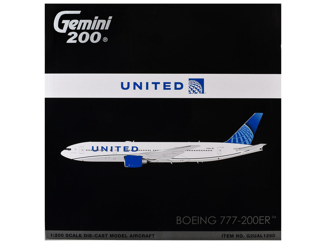 GeminiJets Boeing 777-200ER United Airlines N798UA 1:200 scale model side view