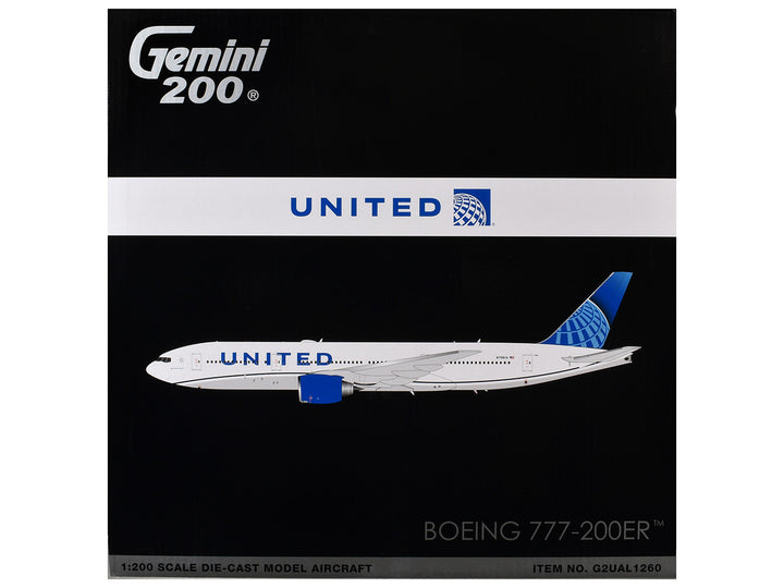 GeminiJets Boeing 777-200ER United Airlines N798UA 1:200 scale model side view