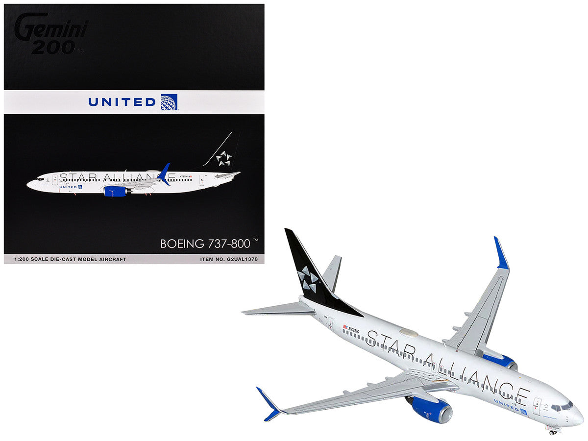 Boeing 737-800 Commercial Aircraft "United Airlines Star Alliance" (N76516) White with Black Tail "Gemini 200" Series 1/200 Diecast Model Airplane by GeminiJets-0