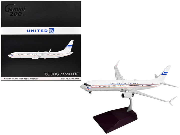 Boeing 737-900ER Commercial Aircraft "Continental Airlines - United Airlines" (N75435) White with Red and Blue Stripes "Gemini 200" Series 1/200 Diecast Model Airplane by GeminiJets-3