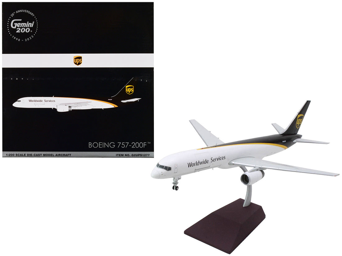 Boeing 757-200 Commercial Aircraft "UPS Worldwide Services" (N465UP) White with Brown Tail "Gemini 200" Series 1/200 Diecast Model Airplane by GeminiJets-0