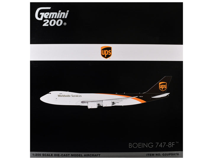 Boeing 747-8F Commercial Aircraft "UPS Worldwide Services" (N607UP) White with Brown Tail "Gemini 200" Series 1/200 Diecast Model by GeminiJets 2