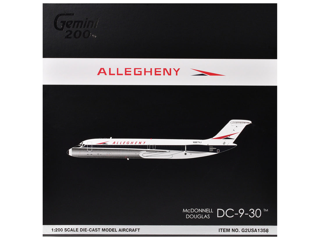 McDonnell Douglas DC-9-30 Commercial Aircraft "Allegheny Airlines" (N967VJ) White with Blue Stripes "Gemini 200" Series 1/200 Diecast Model Airplane by GeminiJets-2