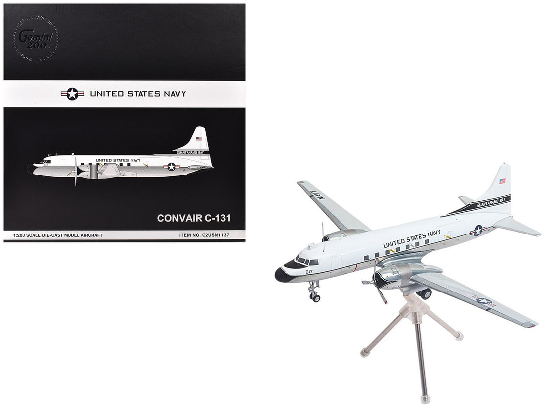 Convair C-131 Samaritan Transport Aircraft "United States Navy - NAS Guantanamo Bay" (141017) White and Gray "Gemini 200" Series 1/200 Diecast Model Airplane by GeminiJets-0