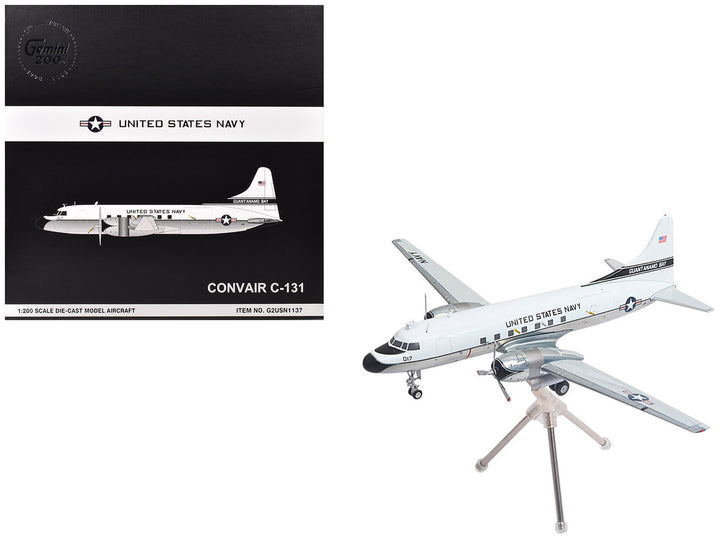Convair C-131 Samaritan Transport Aircraft "United States Navy - NAS Guantanamo Bay" (141017) White and Gray "Gemini 200" Series 1/200 Diecast Model Airplane by GeminiJets-0
