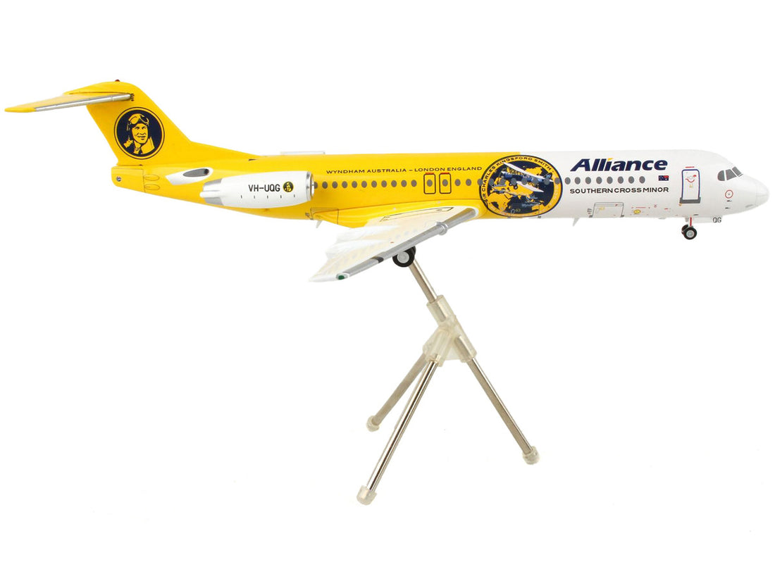 Fokker F100 Commercial Aircraft "Alliance Airlines" White and Yellow "Gemini 200" Series 1/200 Diecast Model Airplane by GeminiJets-1