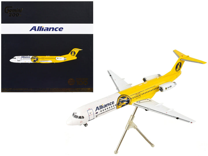 Fokker F100 Commercial Aircraft "Alliance Airlines" White and Yellow "Gemini 200" Series 1/200 Diecast Model Airplane by GeminiJets-0