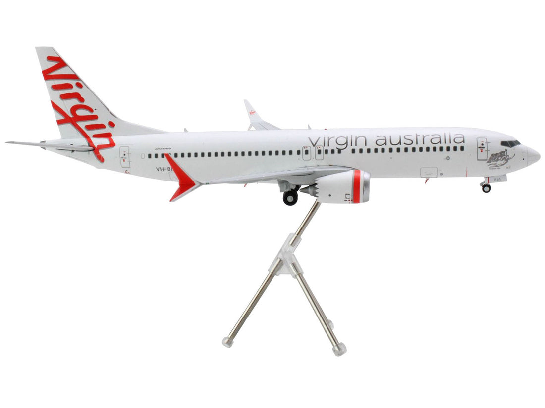 Boeing 737 MAX 8 Commercial Aircraft "Virgin Australia" (VH-8IA) White with Red Tail Graphics "Gemini 200" Series 1/200 Diecast Model Airplane by GeminiJets-1