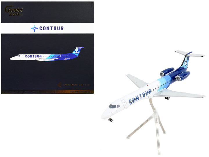 Embraer ERJ-145 Commercial Aircraft "Contour Airlines" White and Blue "Gemini 200" Series 1/200 Diecast Model Airplane by GeminiJets-0