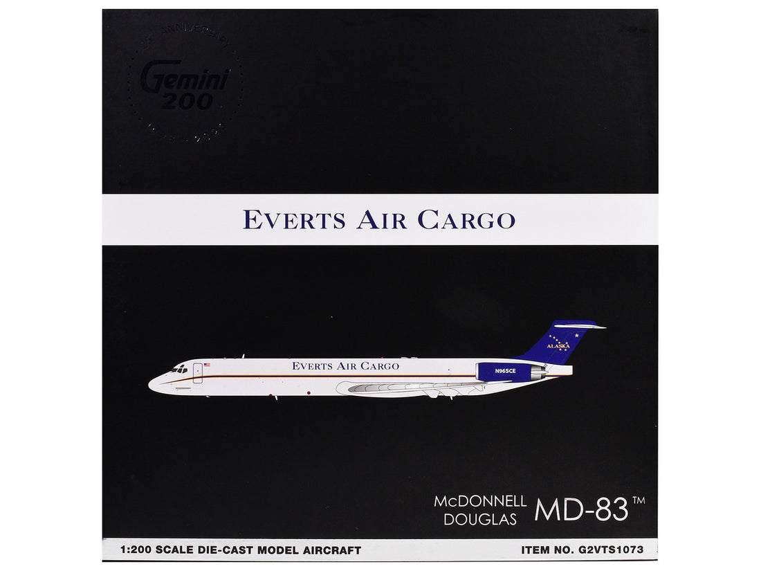 McDonnell Douglas MD-88 Commercial Aircraft "Everts Air Cargo" (N965CE) White with Blue Tail "Gemini 200" Series 1/200 Diecast Model Airplane by GeminiJets-2