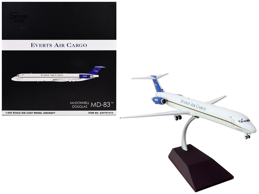 McDonnell Douglas MD-88 Commercial Aircraft "Everts Air Cargo" (N965CE) White with Blue Tail "Gemini 200" Series 1/200 Diecast Model Airplane by GeminiJets-0