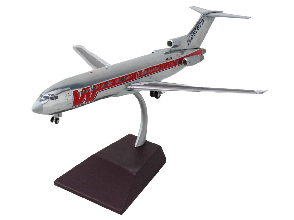 Boeing 727-200 Commercial Aircraft "Western Airlines" (N2805W) Silver with Red Stripes "Gemini 200" Series 1/200 Diecast Model Airplane by GeminiJets-1
