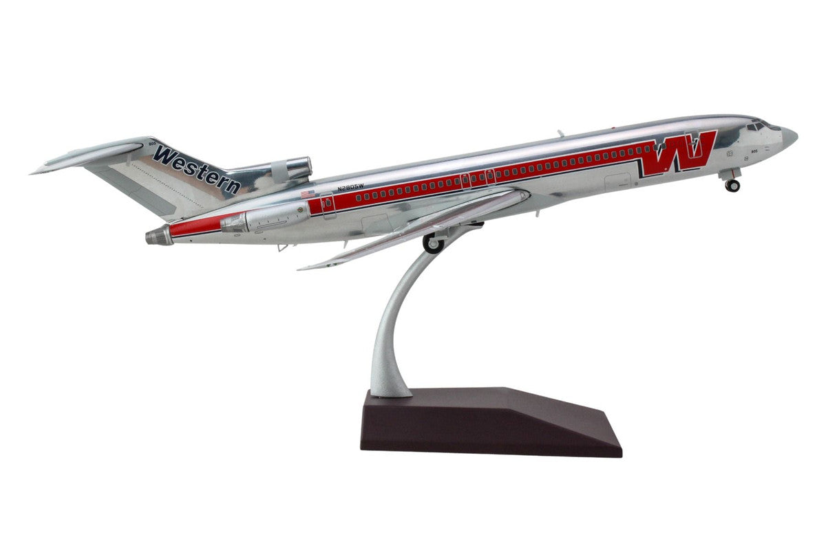 Boeing 727-200 Commercial Aircraft "Western Airlines" (N2805W) Silver with Red Stripes "Gemini 200" Series 1/200 Diecast Model Airplane by GeminiJets-2