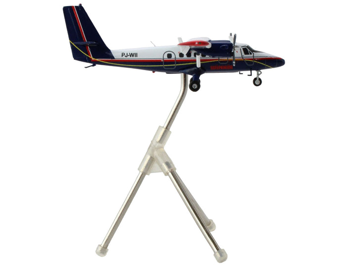 De Havilland DHC-6-300 Commercial Aircraft with Flaps Down "Winair" White and Blue with Red Stripes "Gemini 200" Series 1/200 Diecast Model by GeminiJets-1