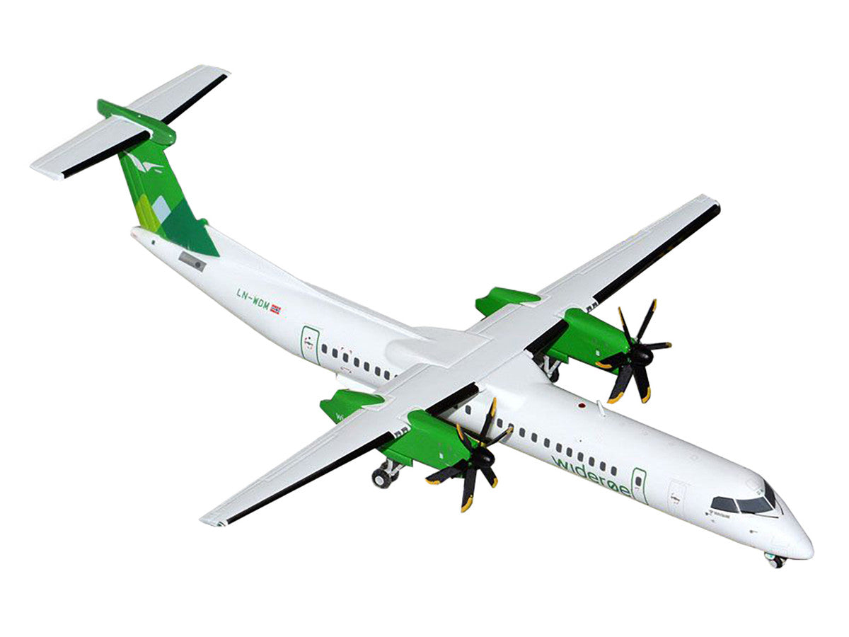 Bombardier Q400 Commercial Aircraft "Wideroe" (LN-WDM) White with Green Tail "Gemini 200" Series 1/200 Diecast Model Airplane by GeminiJets-0