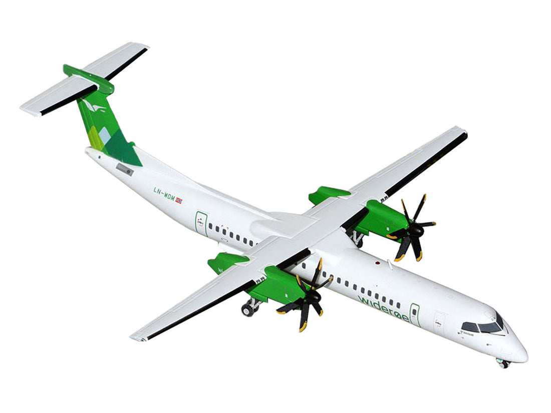 Bombardier Q400 Commercial Aircraft "Wideroe" (LN-WDM) White with Green Tail "Gemini 200" Series 1/200 Diecast Model Airplane by GeminiJets-0