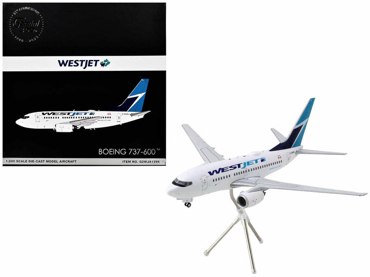 Boeing 737-600 Commercial Aircraft "WestJet" (C-GWSL) White with Blue Tail "Gemini 200" Series 1/200 Diecast Model Airplane by GeminiJets-0