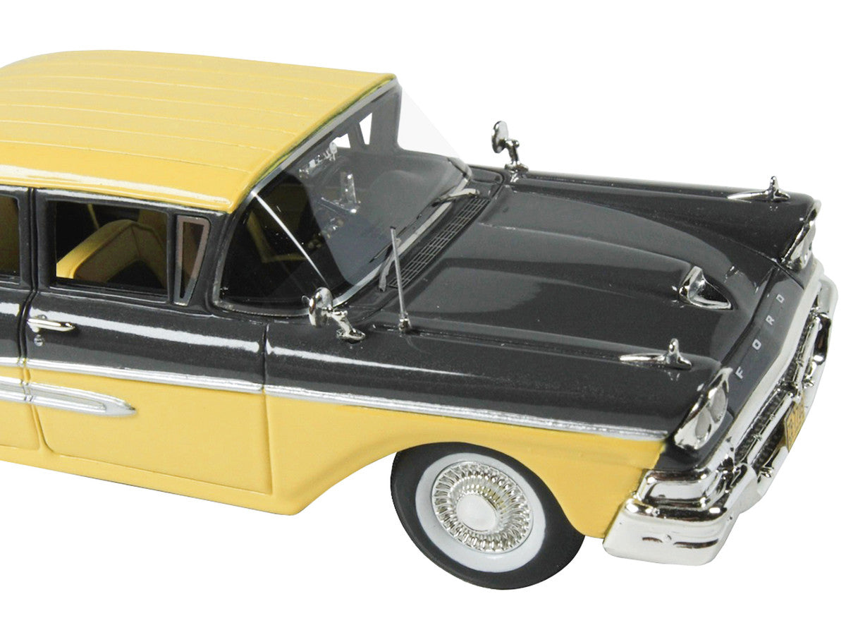 1958 Ford Fairlane 4 Door Gunmetal Gray and Pastel Yellow Limited Edition to 240 pieces Worldwide 1/43 Model Car by Goldvarg Collection-1