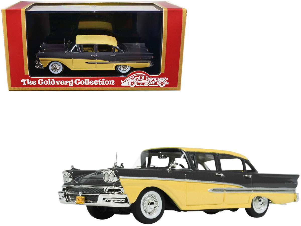 1958 Ford Fairlane 4 Door Gunmetal Gray and Pastel Yellow Limited Edition to 240 pieces Worldwide 1/43 Model Car by Goldvarg Collection-0