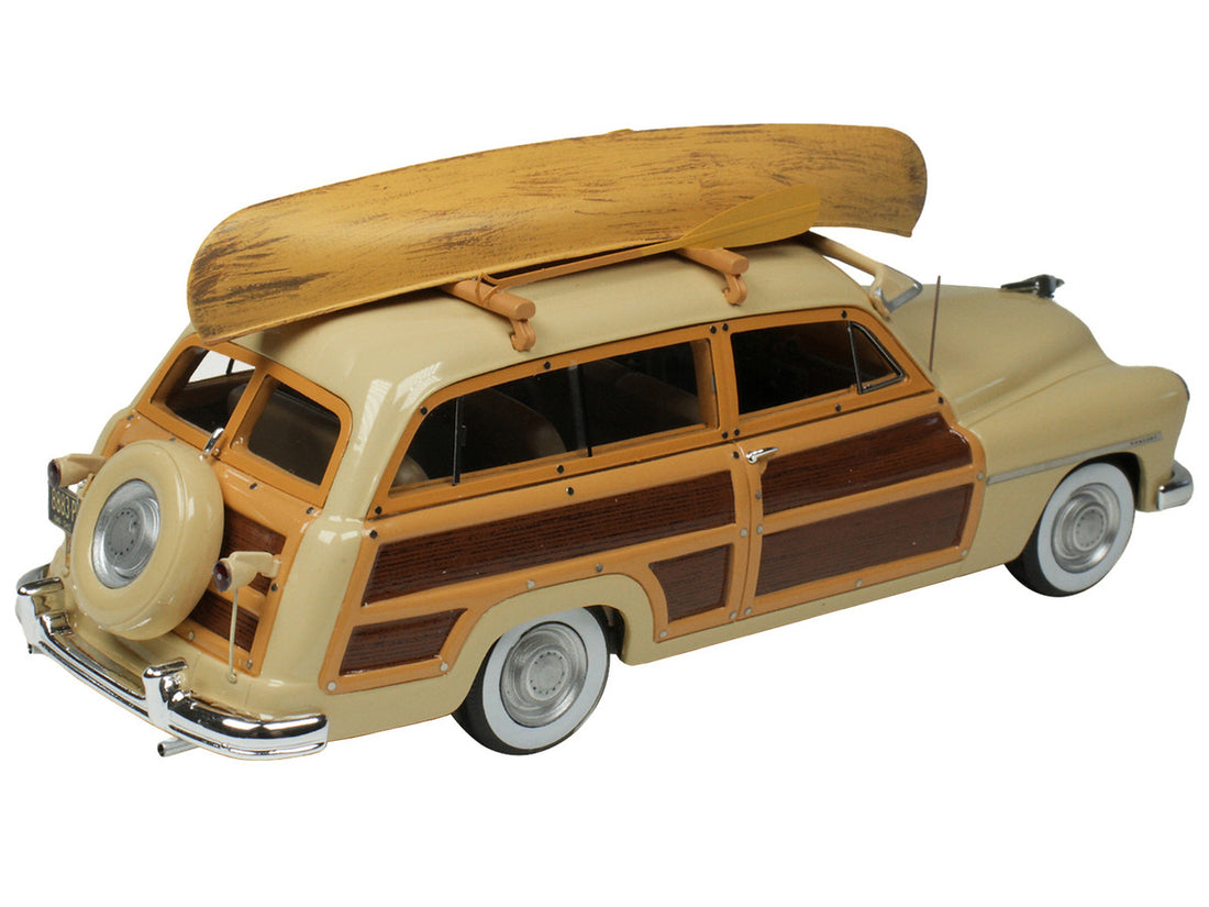 1949 Mercury Woodie Miami Cream with Yellow and Woodgrain Sides and Green Interior with Kayak on Roof Limited Edition to 200 pieces Worldwide 1/43 Model Car by Goldvarg Collection-3