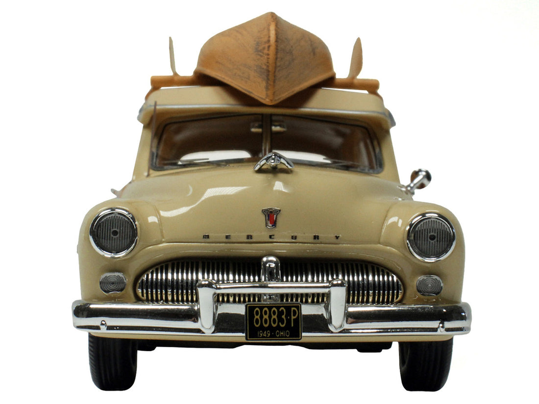 1949 Mercury Woodie Miami Cream with Yellow and Woodgrain Sides and Green Interior with Kayak on Roof Limited Edition to 200 pieces Worldwide 1/43 Model Car by Goldvarg Collection-4